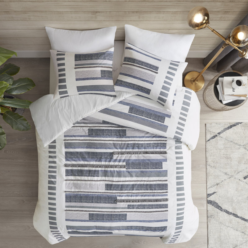 Gray and Navy King Cotton Down Alternative Comforter Set
