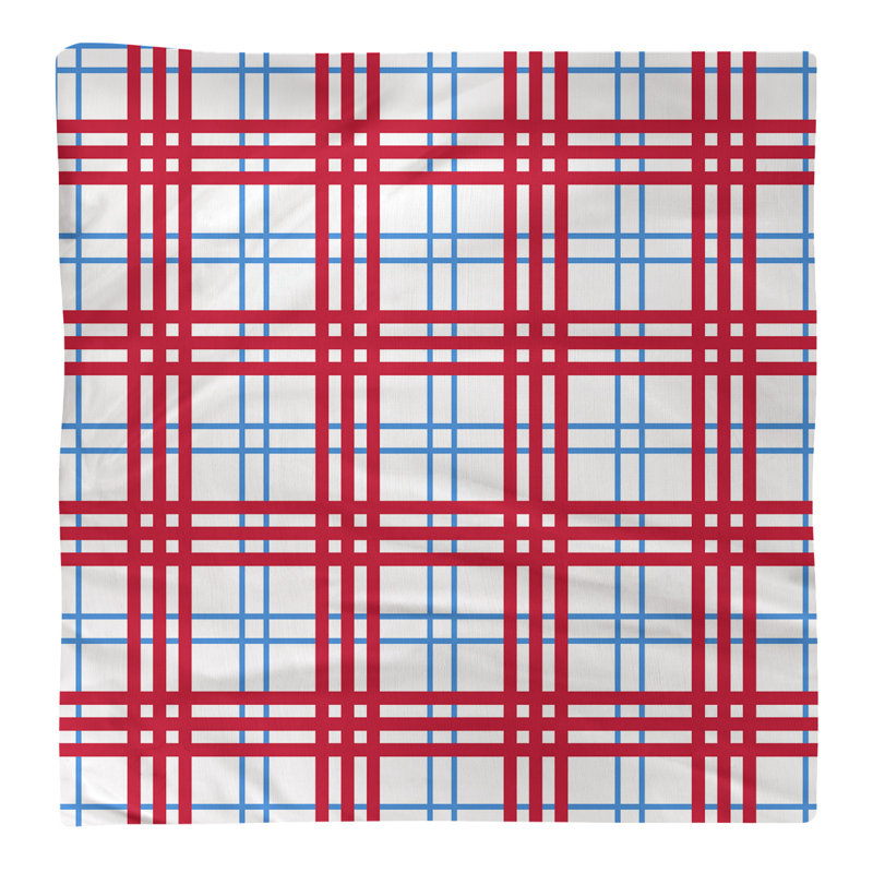 Plaid Square Napkin, 22" L x 22" W, Cotton, Deep Steel Blue/Battle Red/White