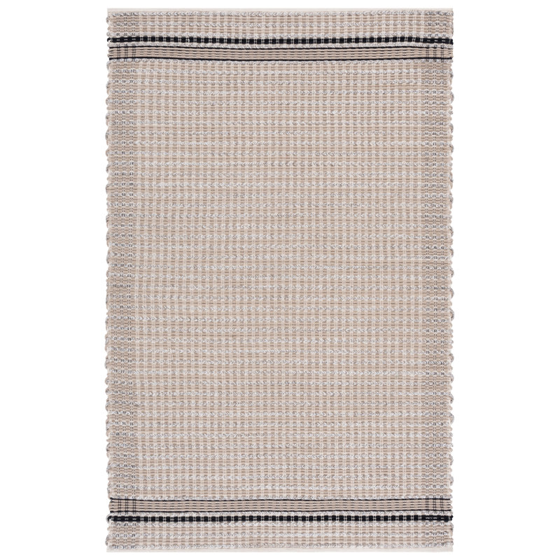 Braided 763 Hand Woven Cotton Pile Striped Rug, Rectangle 4' x 6'