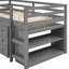 Lit mezzanine simple avec armoire et bureau à roulettes gris