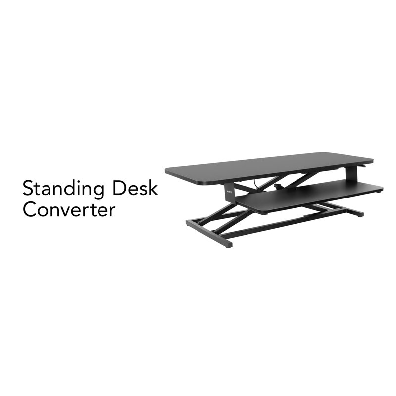 ErgoFlex Black Adjustable Standing Desk Converter, 37" Dual Monitor Capacity