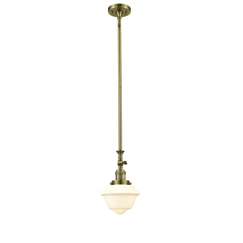 Luminaire suspendu simple à 1 lumière Baptiste, Boîtier blanc mat, Laiton antique, Ampoule non incluse