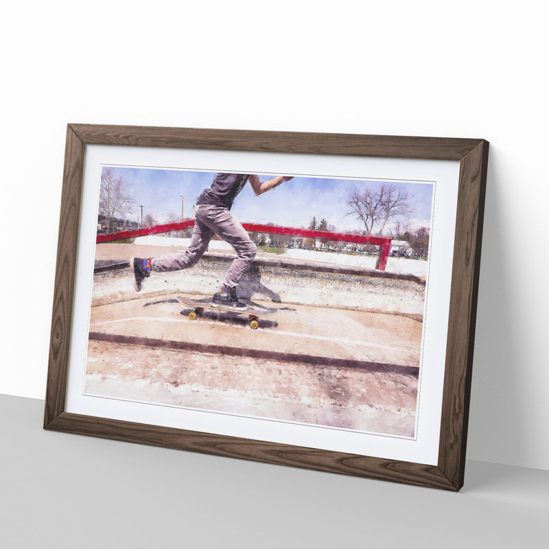 Skateboarding - Picture Frame Graphic Art, Walnut Framed, 27cm H x 36cm W x 2cm D