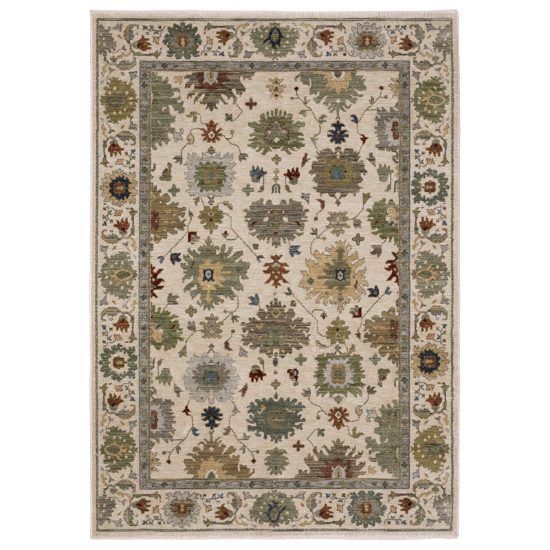 Caia Vintage Oriental Ivory/ Multi Area Rug, Rectangle 9'10" x 12'11"