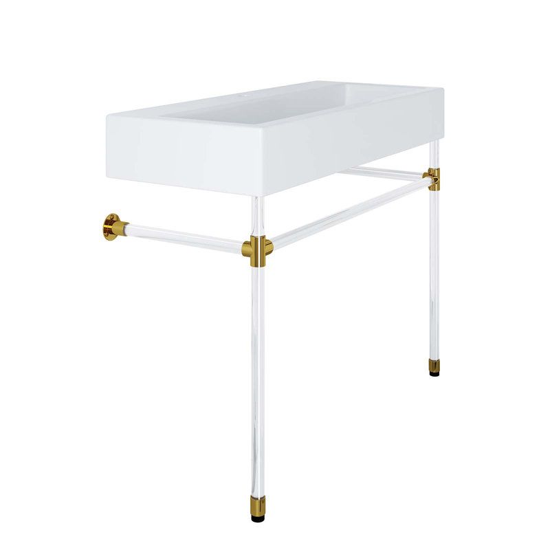 Modway Redeem Acrylic Wall-Mount Bathroom Vanity, Clear