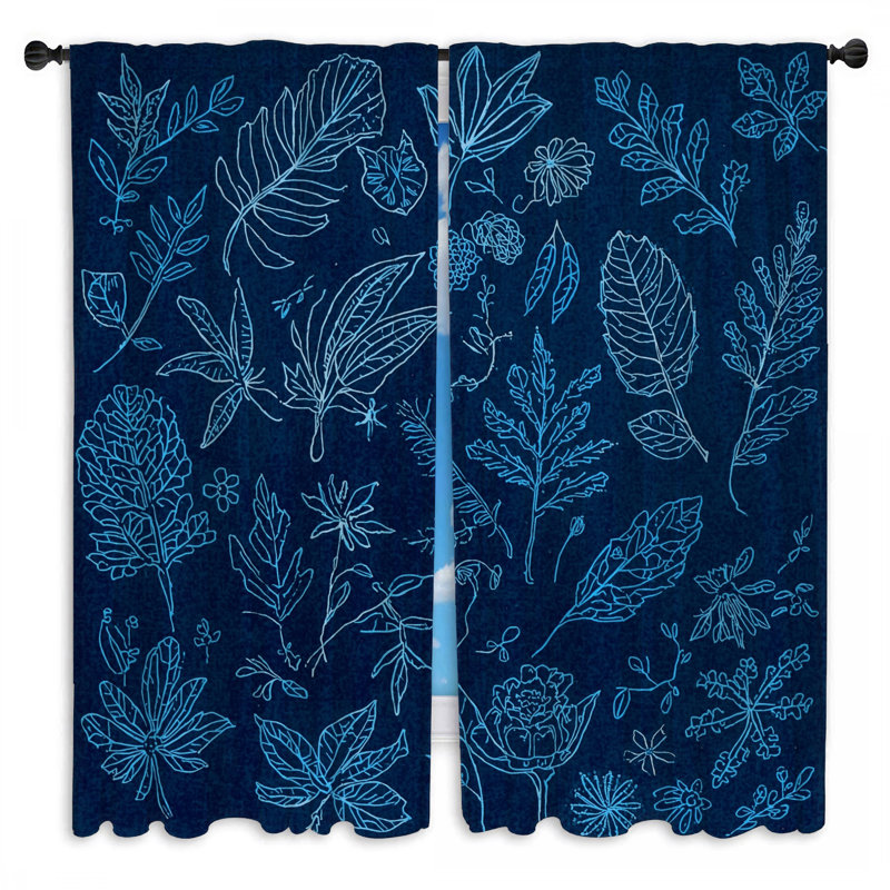 Rideaux Botanical Leaf Sketches, 20 po x 50 po - 2 panneaux, Transparent
