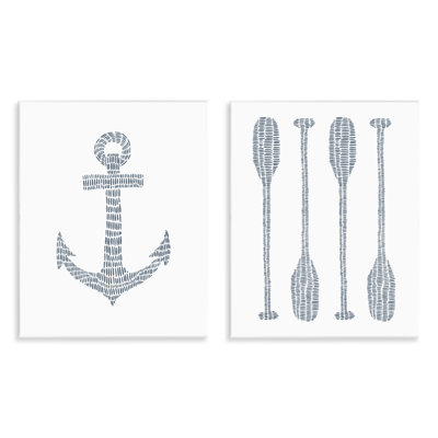 Simple Lines Nautical Anchor Oars 2 PC Wall Plaque Art Set by Jetty Home, LLC