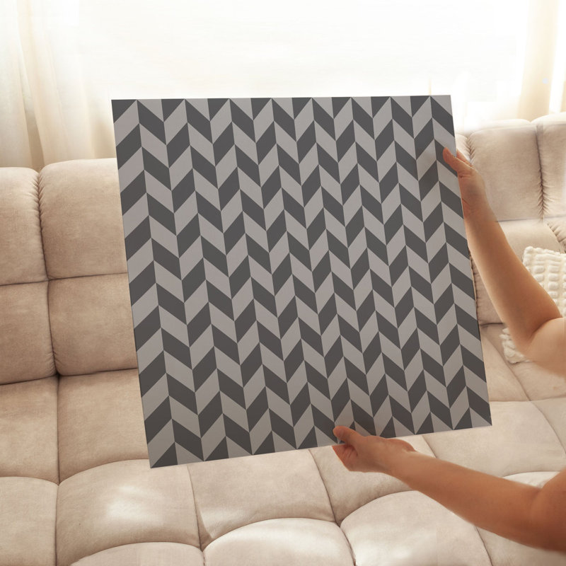 Abstract Dark Gray Chevron Pattern Modern Unframed Art Print, 18" H x 18" W