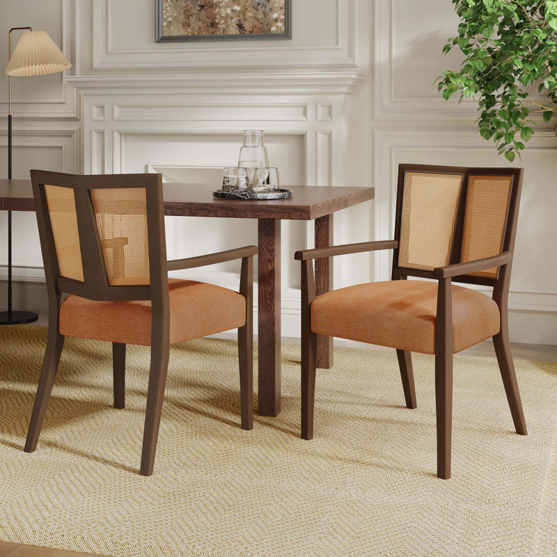 Ensemble de 2 chaises avec accoudoirs, Noyer, Caramel