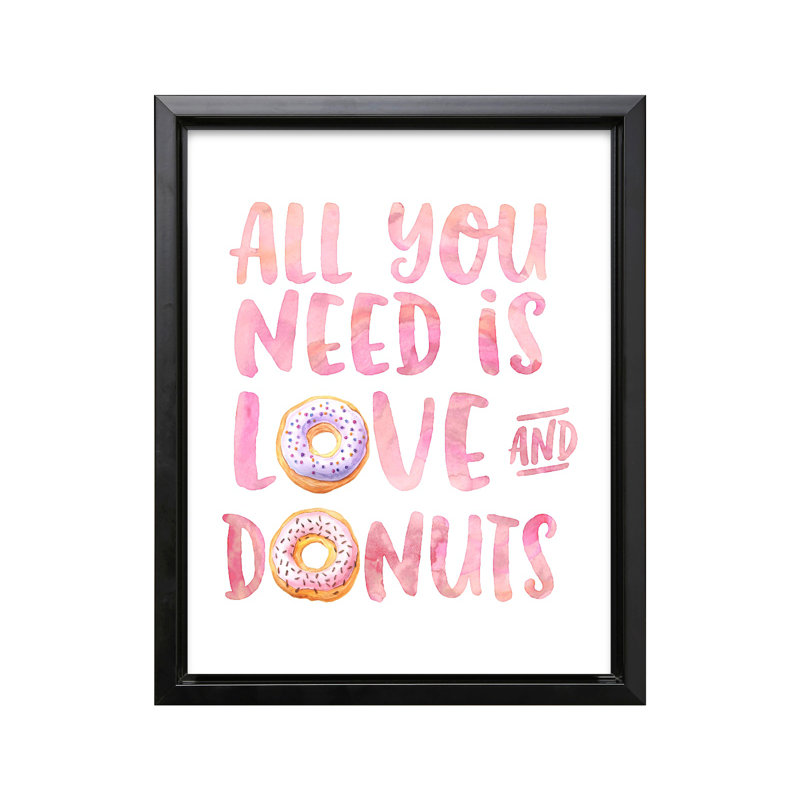 Love and Donuts, Cadre noir, Canvas, H 16 po x l 20 po