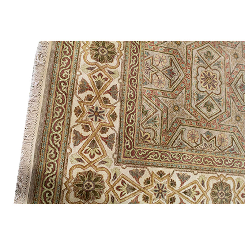 Tapis chameau et crème noué à la main de haute qualité