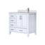 Meuble-lavabo blanc 36 po X P 22 po D, dessus en quartz blanc décalé à droite et ensemble de robinet-117978840