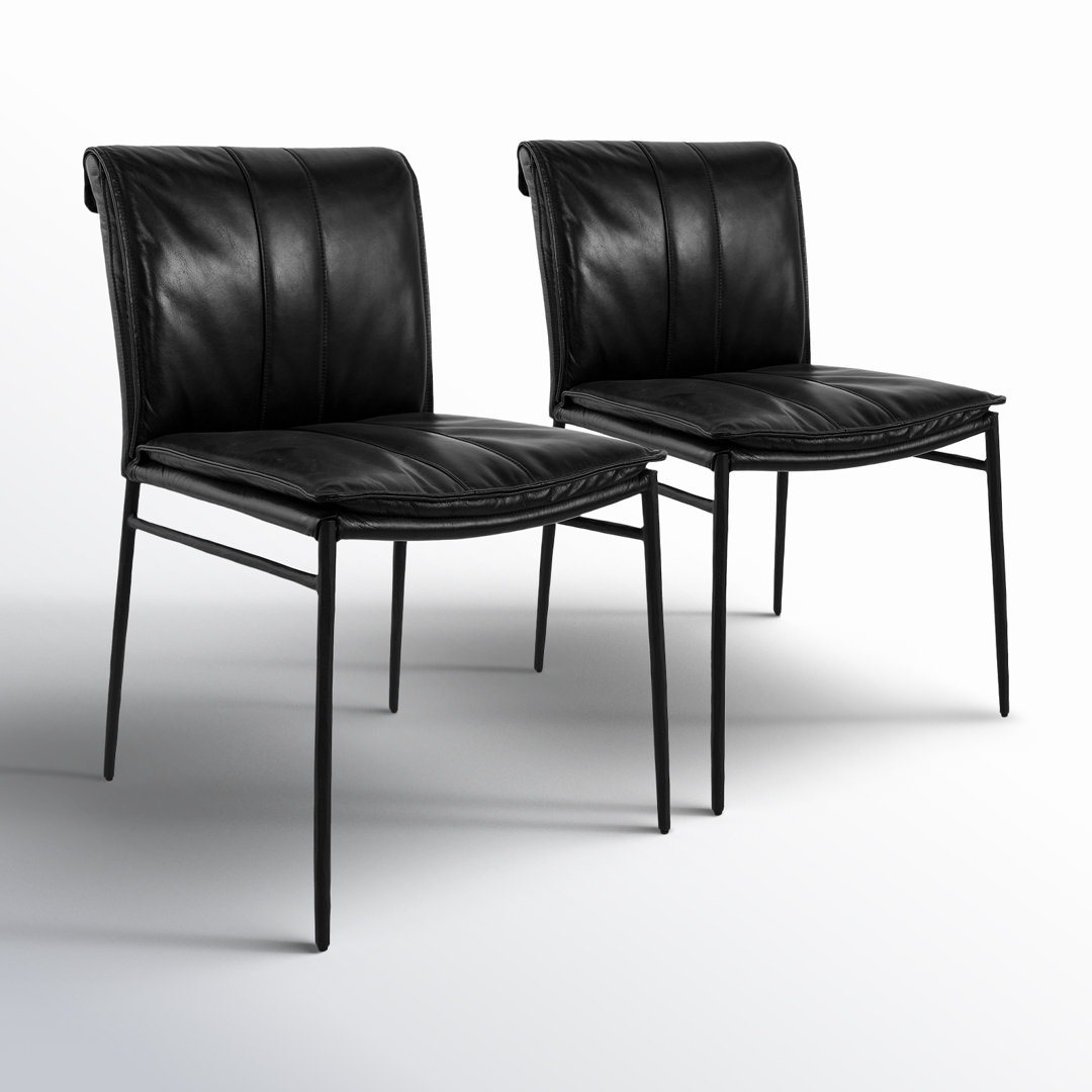 Mayer Leather Side Chair (Set of 2) Classic Home Upholstery 