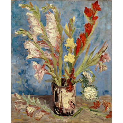 Vase With Gladioli And China Asters,1886 by Vincent Van Gogh - Unframed Print on Canvas