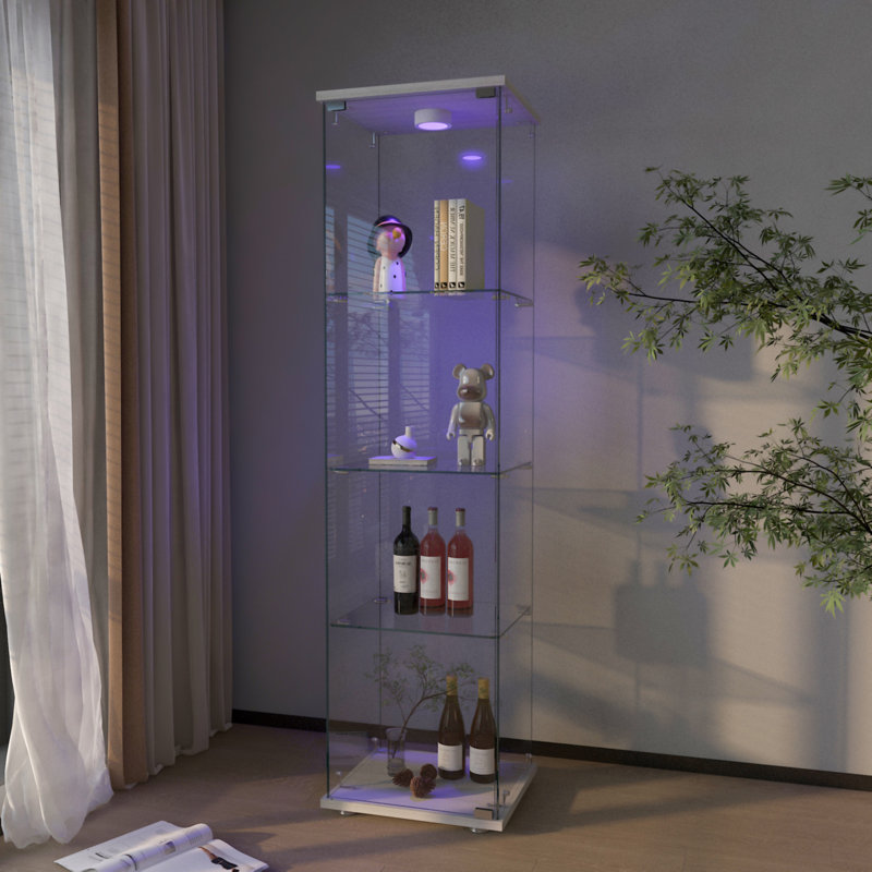 Vitrine moderne en verre avec lumières DEL, Blanc
