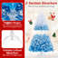 Arbre de Noël artificiel 5 pi avec 180 lumières DEL blanc chaud, 8 modes d'éclairage et base pliante en métal blanc et bleu-2015309267-2015309273