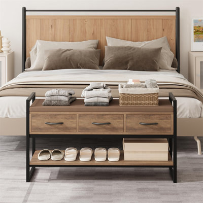 Shoe Bench, 39.4” Shoe Storage Bench With Cushion