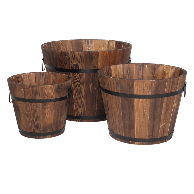 Wood Barrel Planter