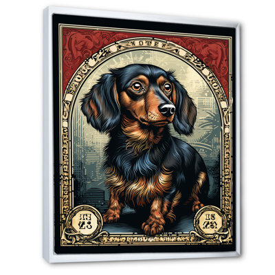 " Retro Stamp Illustration Of Cute Dachshund "