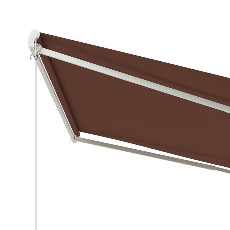 Electric Awning, Retractable Awning with Remote Controller and Manual Crank Handle, 59.1" H x 118.1" W x 153.5" D, Coffee