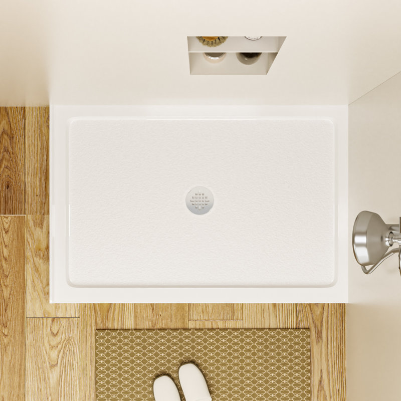 48"L x 32"W Acrylic Shower Base Pan Rectangular Single Threshold Shower Base with Center Drain