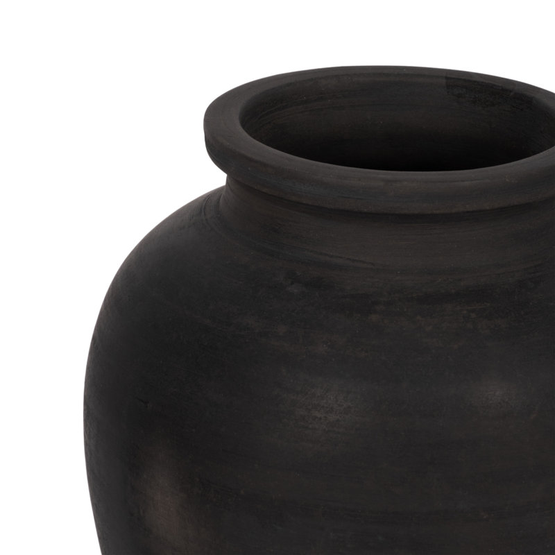Terre cuite, cruche traditionnelle 10 po, ronde, Noir
