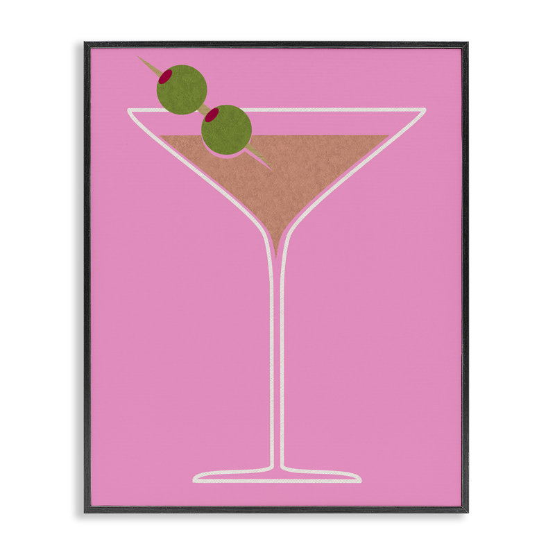 Dirty Martini on Pink Art par Daphne Polselli, Giclée encadrée noir minuit, H 30 po x l 24 po