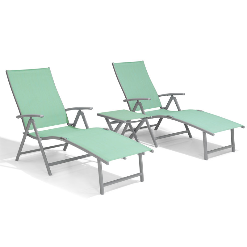 Ensemble de chaises longues inclinables 45 po avec table Cllgone, Espresso, Gris