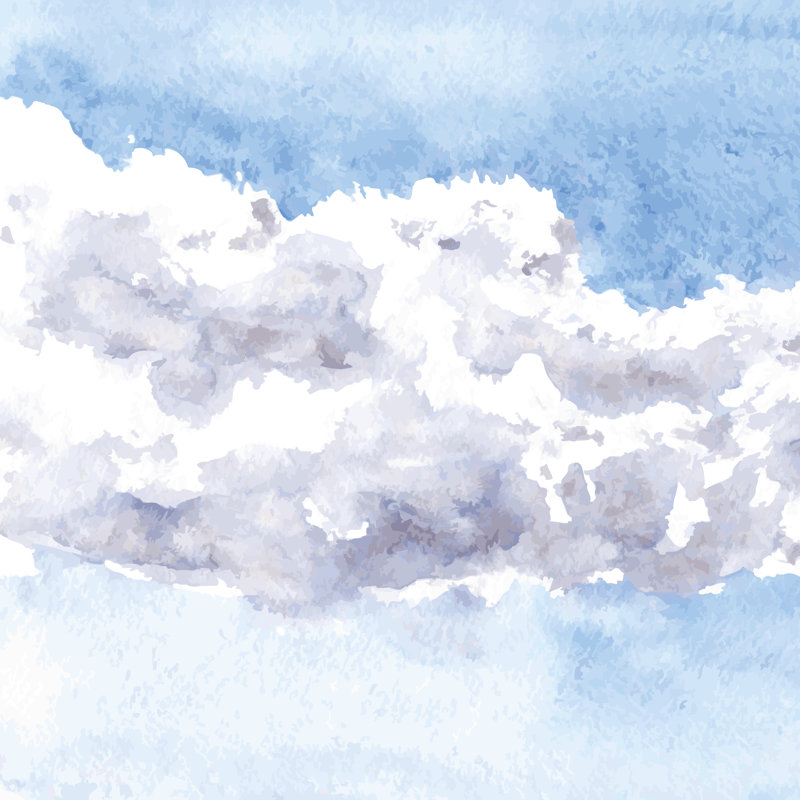 Finni, aquarelle, dessin de nuages par Cat_Arch_Angel, H 12 po x l 12 po