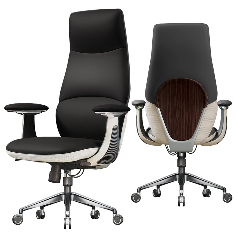 Fauteuil de direction ergonomique en cuir véritable