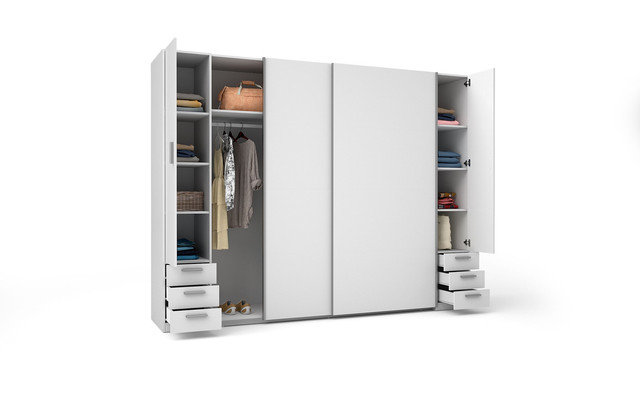Boryan 4 Door Laminate Wardrobe, 207.6cm H x 269cm W x 54.5cm D