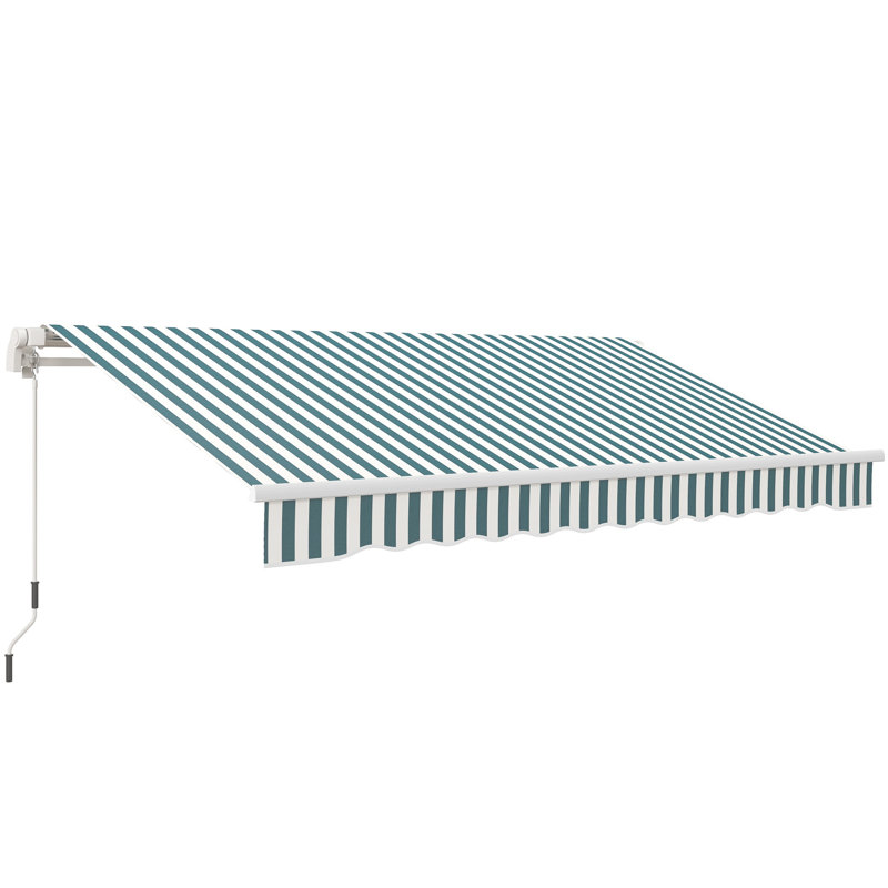Auvent de patio rétractable, Rayé vert, L 144 po x P 120 po, Vert