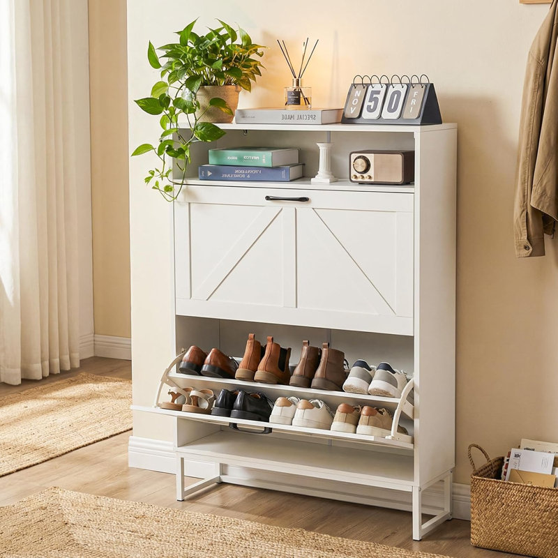 20 Pair Shoe Storage Cabinet, White