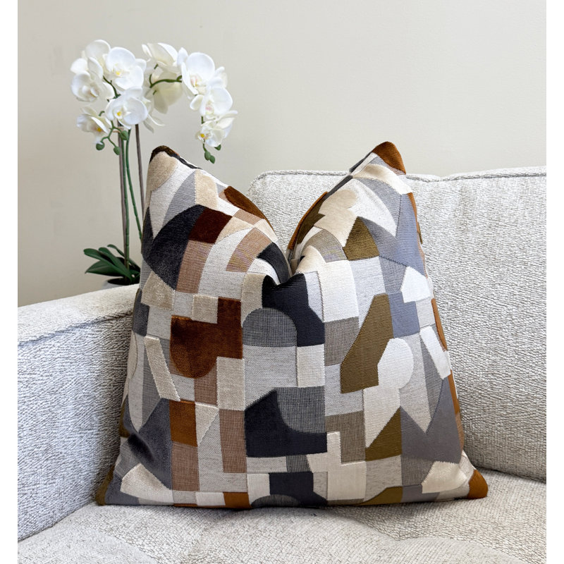Housse de coussin Geodream, H 20 po x l 20 po, Motifs géométriques gris