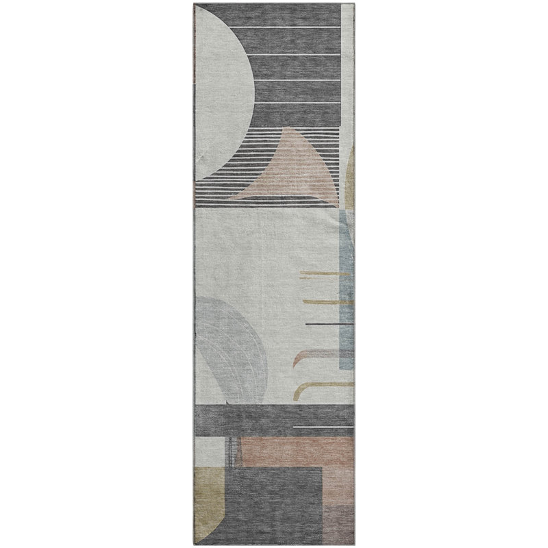 Premium Machine Washable Mehara AMF1694 Geometric Rug, Runner 2'3" x 7'6"