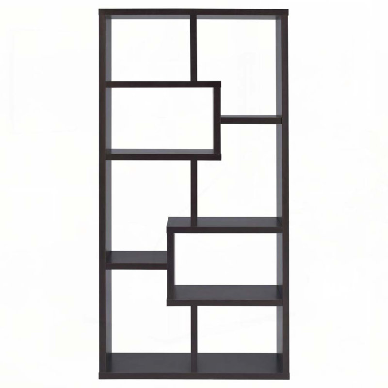 8-shelf Cappuccino Geometric Bookcase, Cappuccino