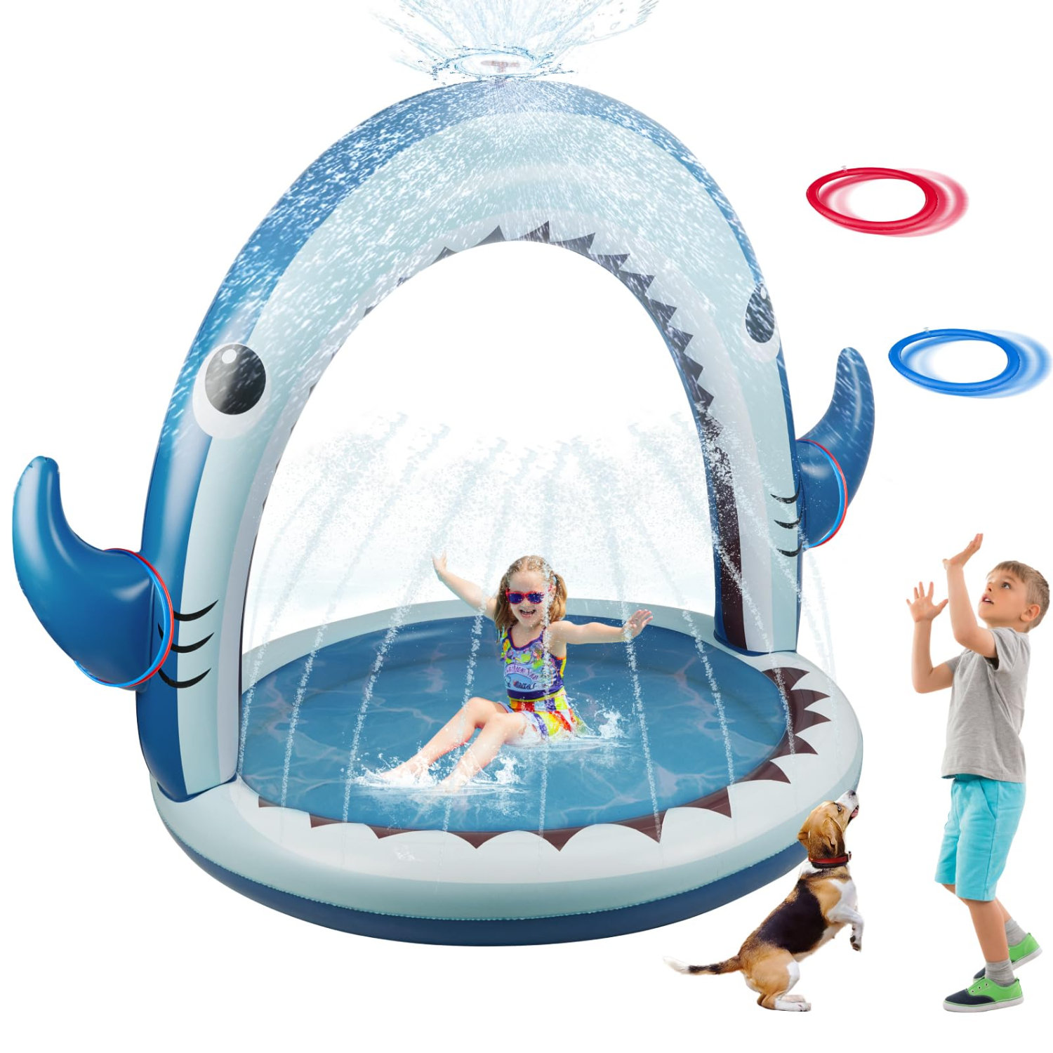 ENOLIL Inflatable Water Toys Splash Pad with 360° Spray,Outside Water ...