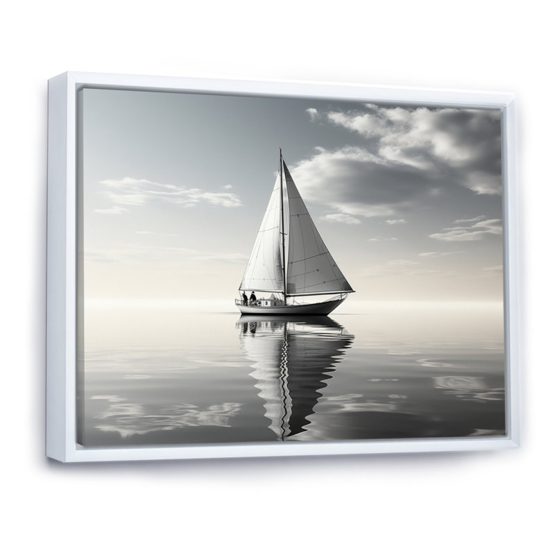 Voilier Sérénité II, Cadre flottant blanc, 12" H x 20" W