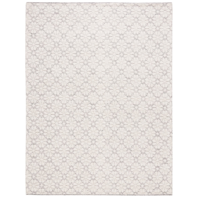 Sharene Floral Handwoven Wool Ivory/Gray Area Rug, Rectangle 3' x 5'