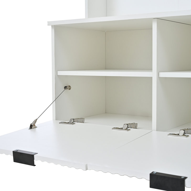 49.6 " 5-In-1 Hall Tree With Bench, Shoe Storage & 3 Open Storage Cabinets, Farmhouse Hall Tree With High Gloss Fluted Doors For Hallway Living Room