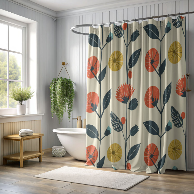 Rideau de douche standard 1 pièce Vintage Petals, H 74 po x l 71 po