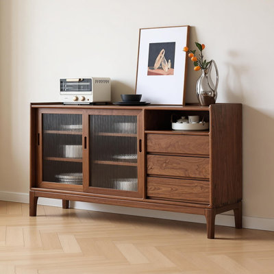 Solid wood multi-functional storage sideboard
