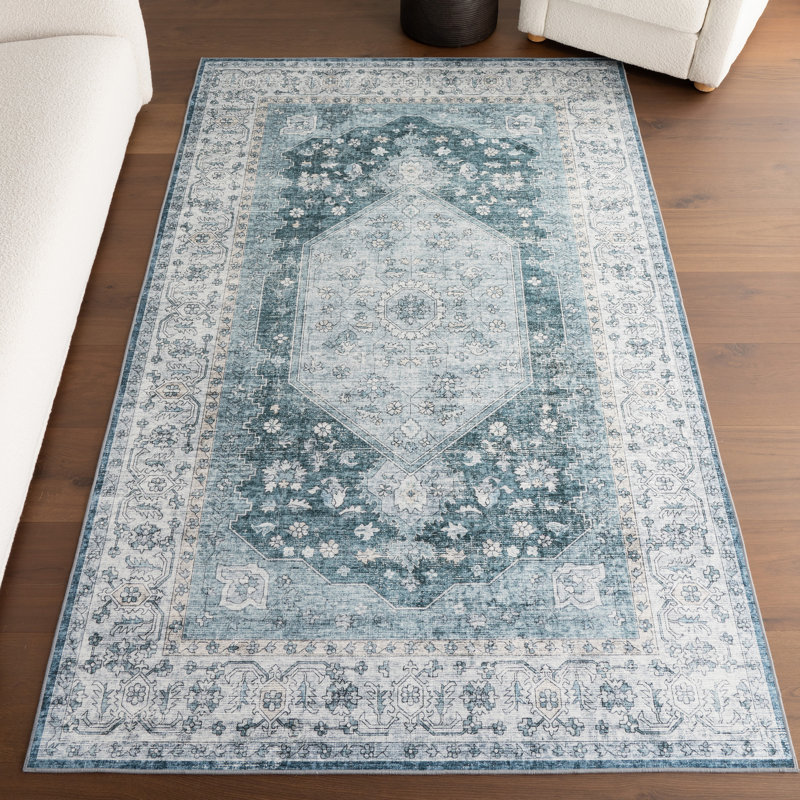 Prairie Medallion SplashGuard Machine Washable Area Rug, Runner 2'6" x 8'