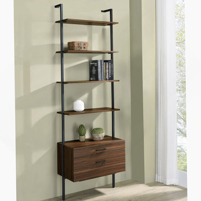 Metal Frame Bookcase, 4-Shelf Storage Wall Bookshelf