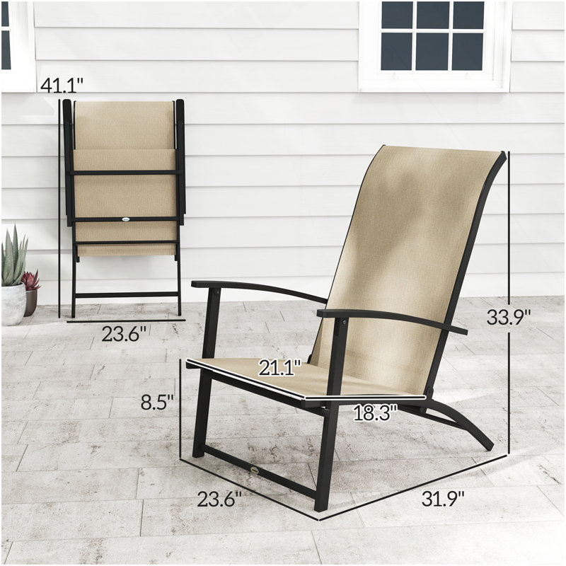 Chaises pliantes à dossier haut, ensemble de 2 chaises d'extérieur, Beige