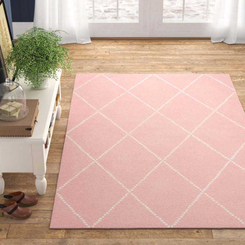 Longchamps Hand Tufted Wool Pink Rug, Rectangle 152 x 244cm