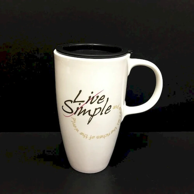 Abram Porcelain Coffee Mug, Live Simple