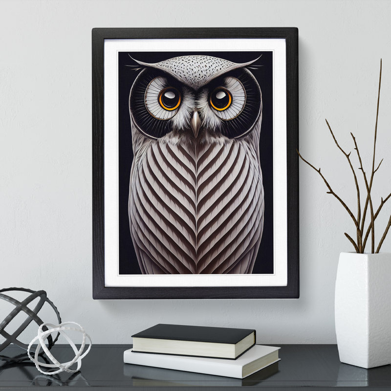 Awesome Owl - Single Picture Frame Print, 64cm H x 46cm W x 2cm D, Black Framed