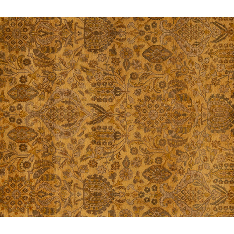 Hand Knotted Wool Area Rug in Gold