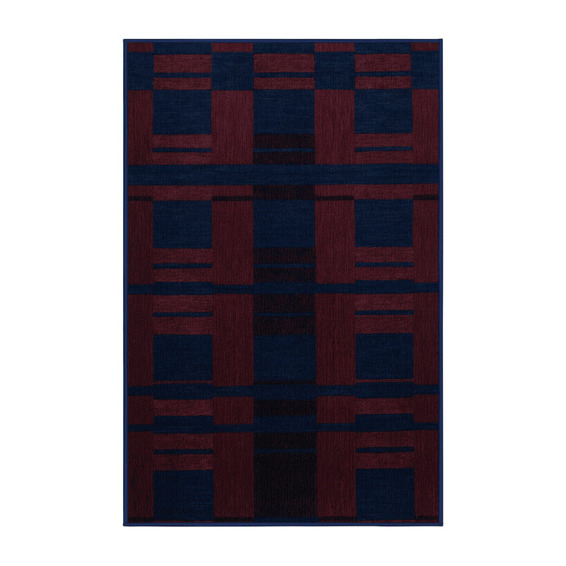 Tapis bleu à carreaux lavable à la machine, Rectangle 2 pi x 3 pi